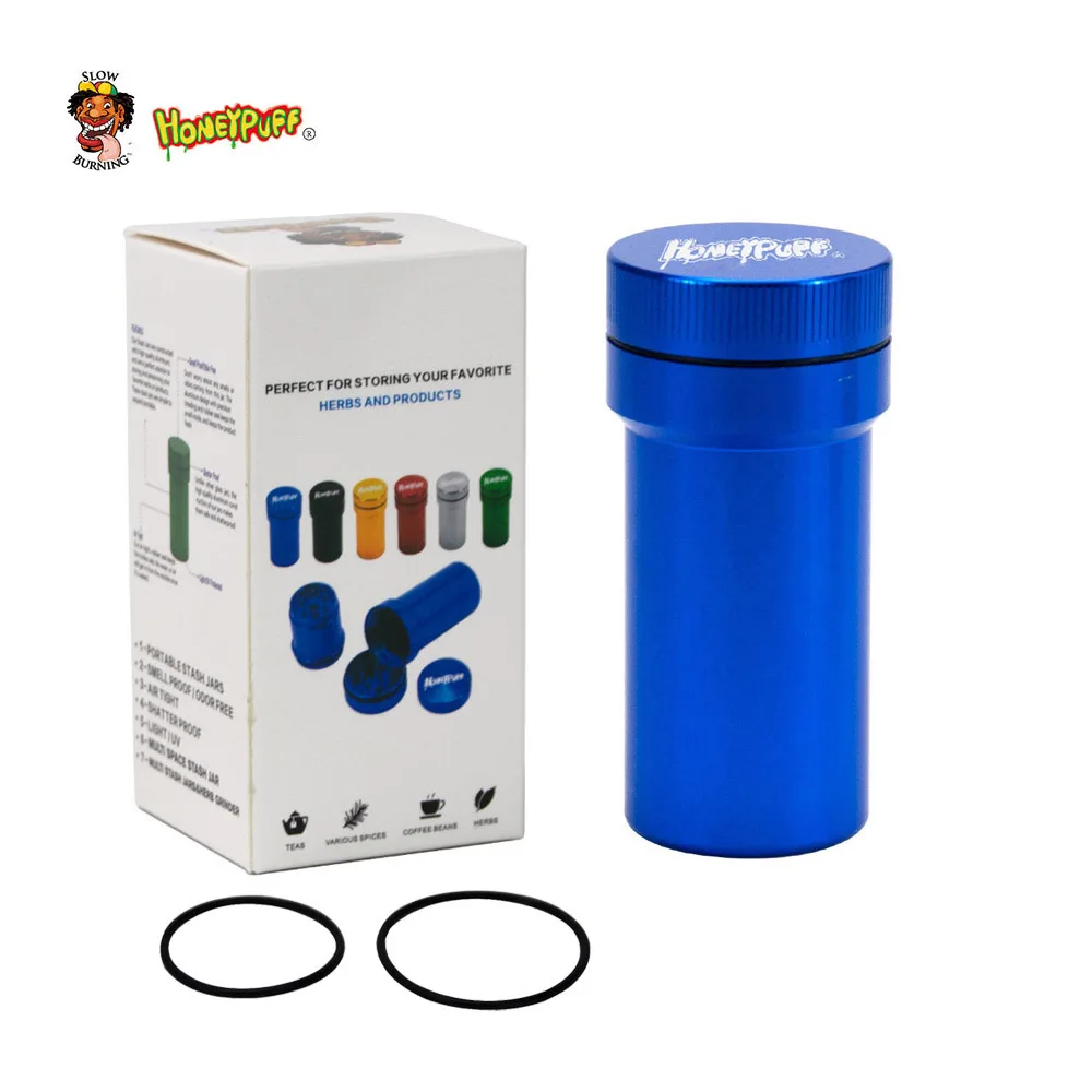 

HONEYPUFF Aluminum Herb Grinder With Storage Container Kit Metal Portable Grinder and Stash Jar Fuma Accessories
