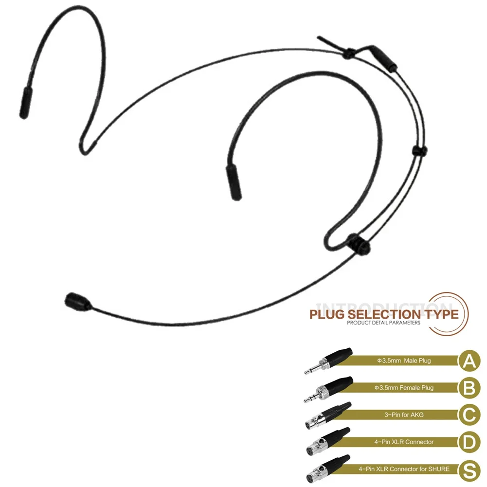 Double Earhook Headset Mic Headworn Microphone for Wireless Omnidirectional Condenser Cartridge