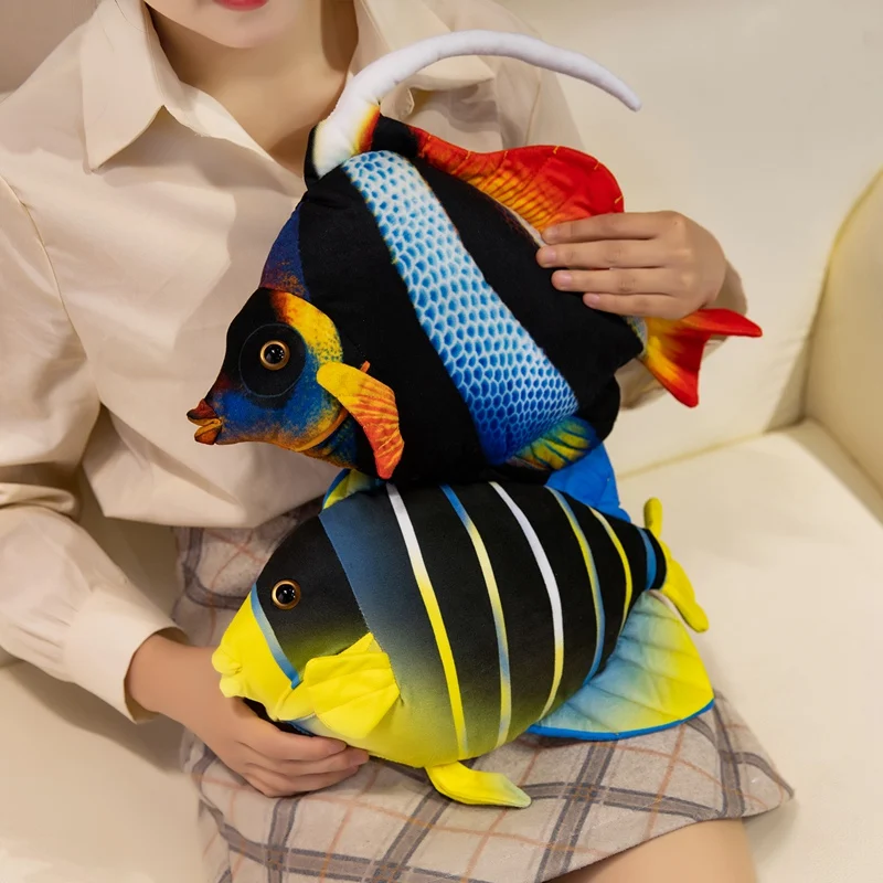 36cm Tropical Fish Simualtiopn Marine Organisms Lifelike Colorful Stripes Fish Aquarium Souvenir Birthday Gifts
