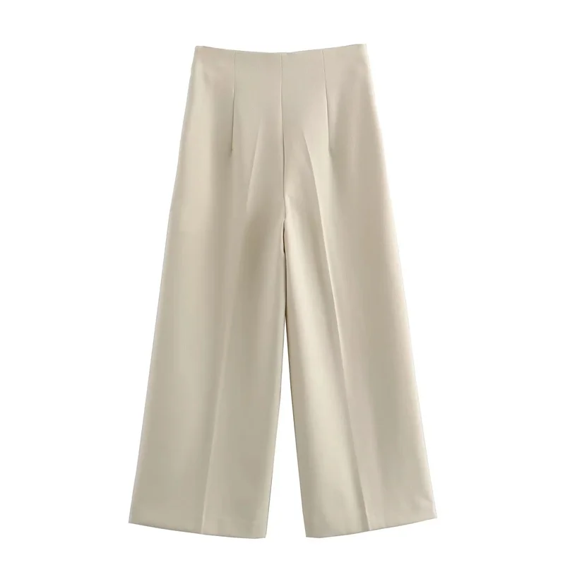 TRAF 2024 Women Pants High Waist Wide Leg Pants Women Office Cropped Trousers Womens Social Elegant Summer Baggy Pants Woman