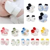 2 Pair Baby Newborn Soft Cotton Face Protection Gloves Foot Cover Set Anti Scratch Mittens Socks Kit for Toddlers Boys 1