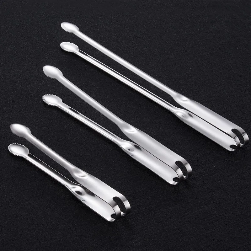 Food tongs 1Pc 304 Stainless Steel Ice Cube Clips Round Head Sugar Food BBQ Pastry Tongs Kitchen Cooking Serving Clamp Bar Barware