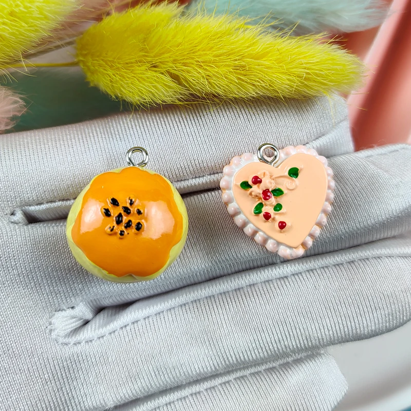 

10pcs/lot Cake Egg Yolk Crisp Resin Food Charms Pendant Fit Jewelry Making DIY Accessory Wholesale