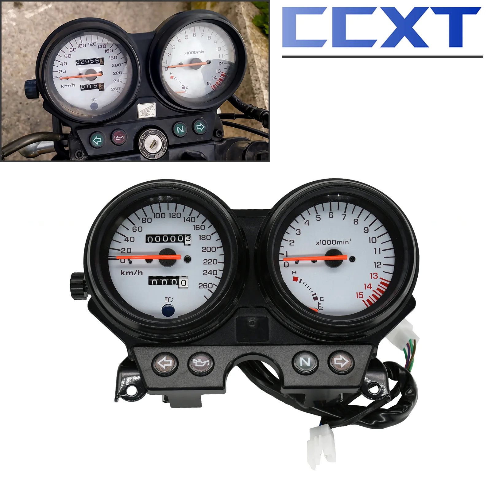 

Motorcycle Tachometer Odometer Temperature Speedo Meter Gauge For CB600 HONDA Hornet 600 1996-1998 1999 2000 2001 2002 Universal