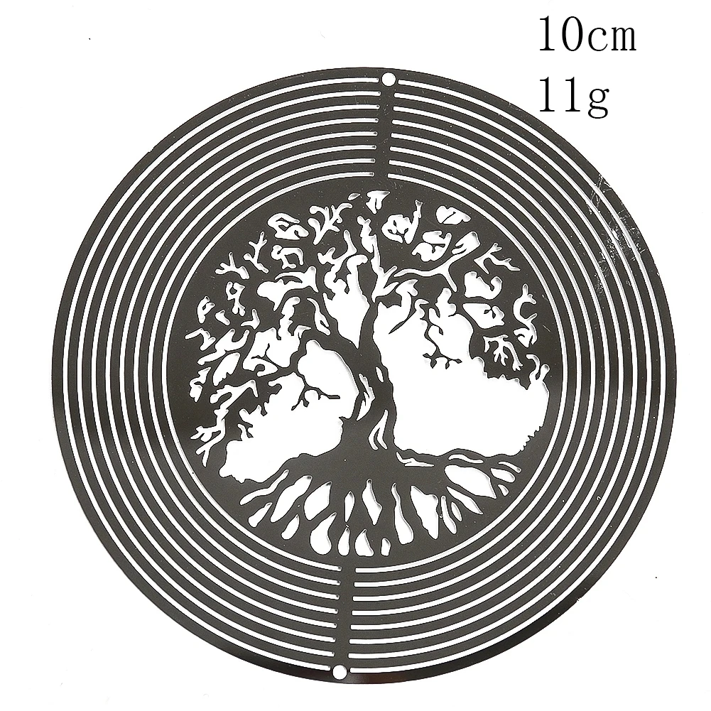 Wind Chimes 3D Metal Tree of Life Rotating Wind Chimes Streamer Effect Wind Spinner Mirror Reflection Catcher Home Garden Hanging Decoration