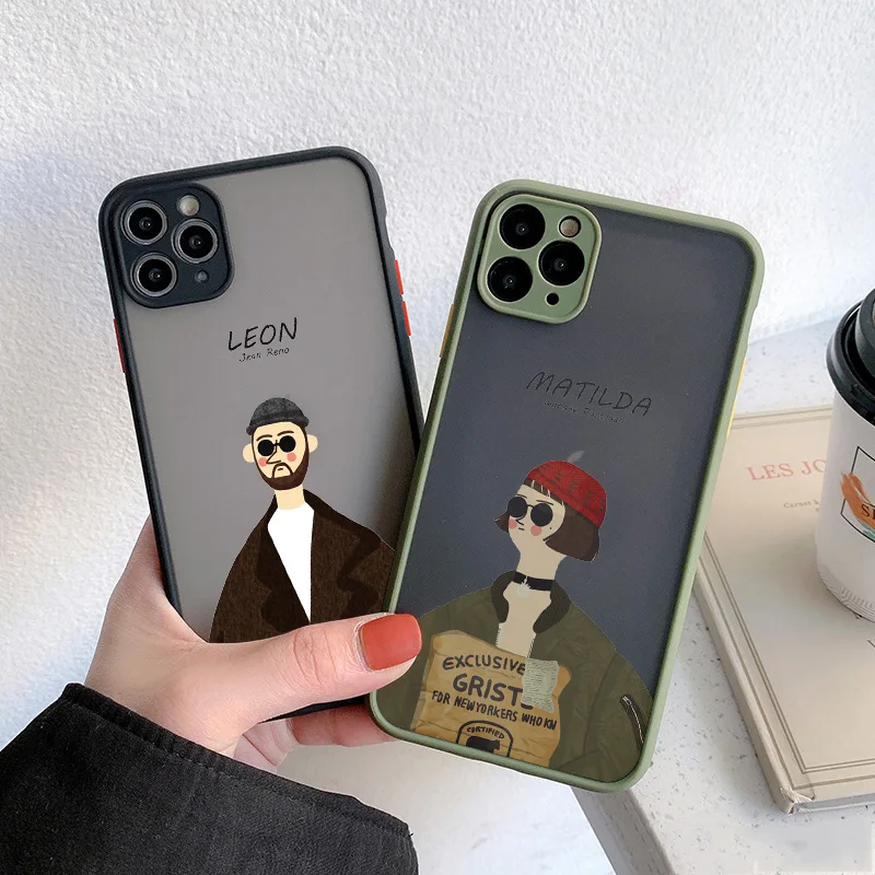 Cute Cartoon Killer Leon Uncle Girl Transparent Phone Case - Adorable Couple Design