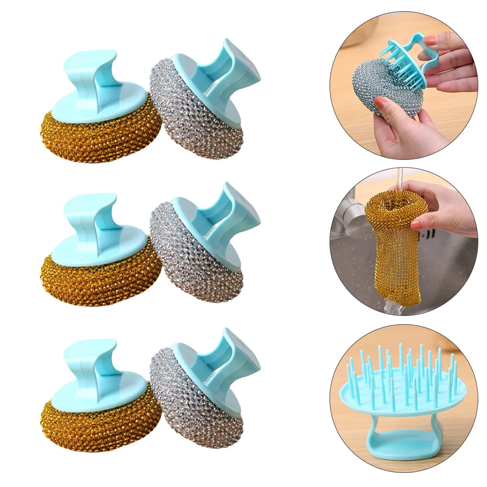 

10 Pcs Scouring Scrubbing Brush Non Scratch Sponges Cleaning Ball Scrubber Pot Stainless Steel Washing