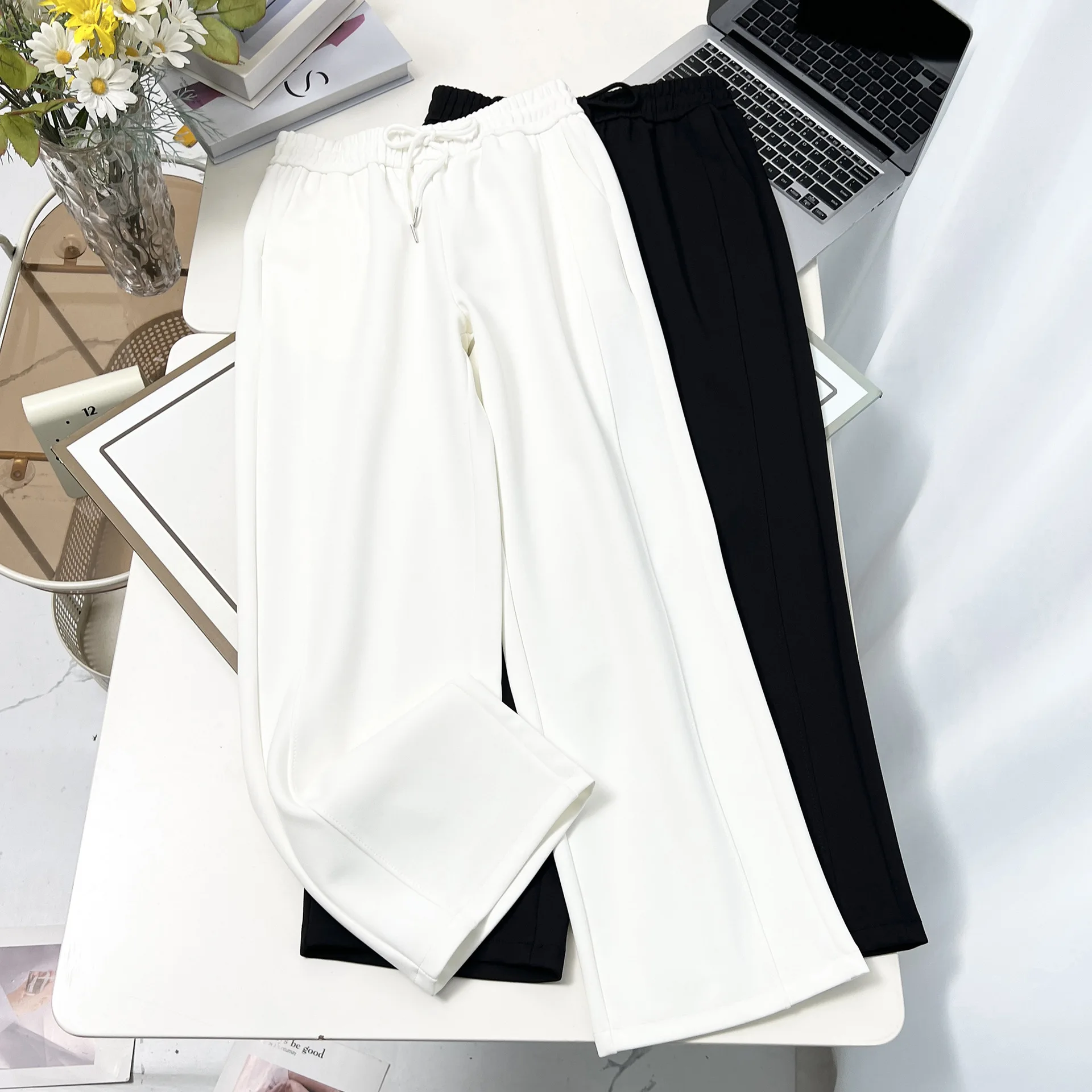 XXXXL Fashion Plus Size Women's Straight Pants New Autumn Simple Thickened Versatile Casual Trousers 26008