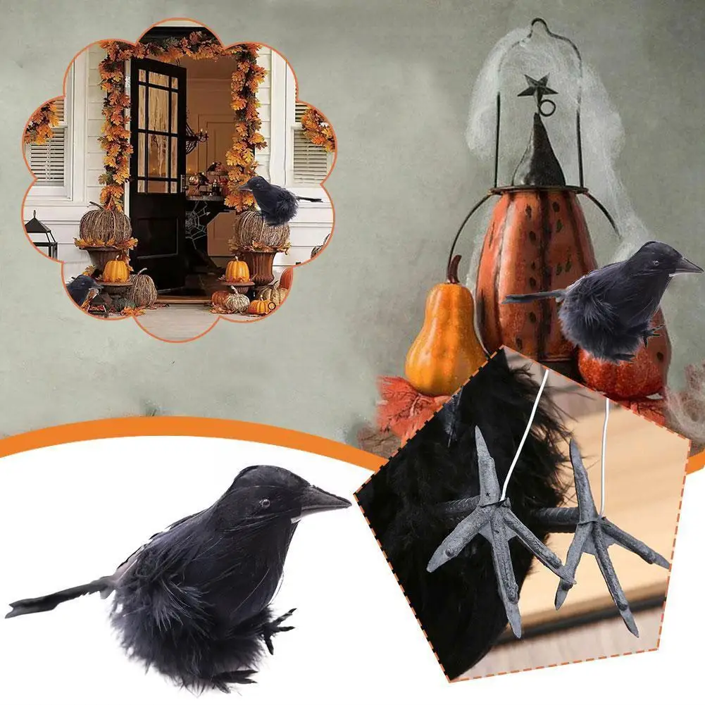 

Small Simulation Fake Bird Realistic Halloween Black Toys Scary Decoration Model Lightweight Animal Home Eye-catching Crow C9Z7