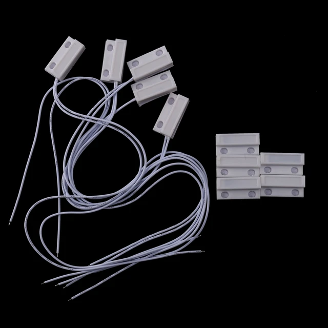 5 Pcs Mc-38 Wired Door Window Sensor Magnetic Switch For Home Alarm System,When Sensor Together,Normally Closed Nc 5