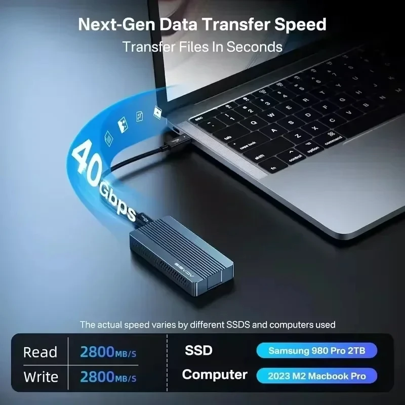 ACASIS 40Gbps M.2 NVMe SSD 인클로저 케이스 알루미늄 케이스(썬더볼트 4/3 USB4용) 도구 없이 설치 가능 M1/M2 Pro/Max용 2280-2230 SSD 지원
