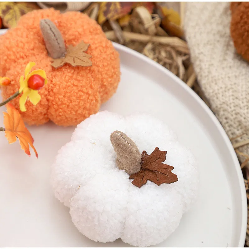 Mini ornamenti di zucca di simulazione, decorazione creativa di zucca di Halloween, decorazione per la casa, auto, ornamenti bianchi e arancioni, decorazioni per festival_voghion.com