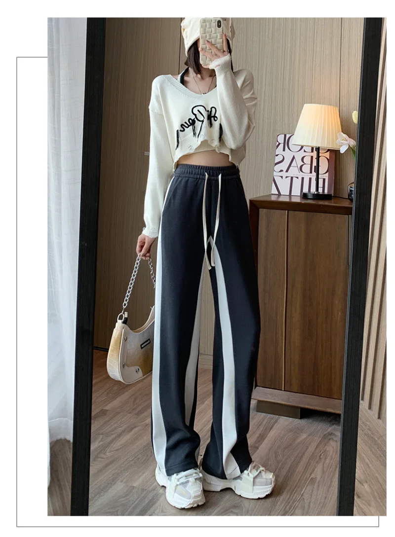 Spring and Autumn Joggers Women Y2k Pants Straight Casual Suit Women's High Waist Loose Look Thin Drape Breathable Sweatpants