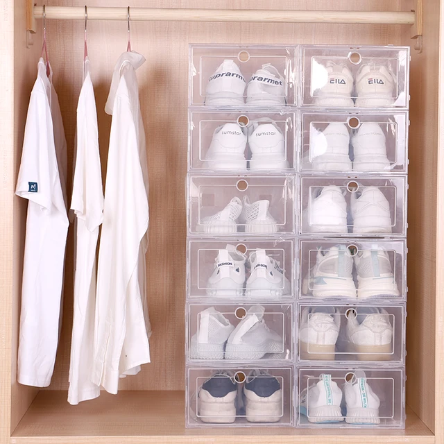 Armoire à chaussures antioxydante 6 pièces/ensemble, pantoufles hautement transparentes, boîte de rangement de chaussures, boîte de rangement de chaussures anti-poussière 5