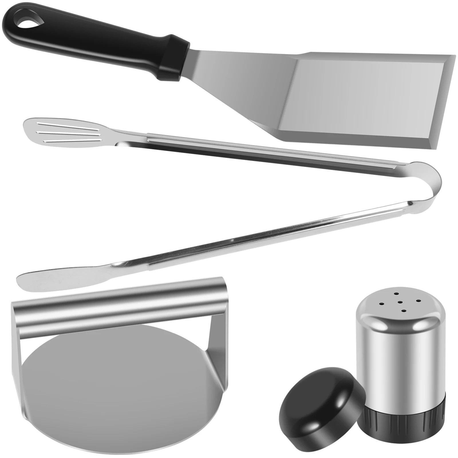 Espátula De Imprensa De Carne De Churrasco, Pinças De Comida, Frasco De  Tempero, Pote De Pimenta, Utensílios Para Hambúrguer, Bife, Acessórios Para  Grelhar Ao Ar Livre, 4Pcs - AliExpress, image size:1600x1600