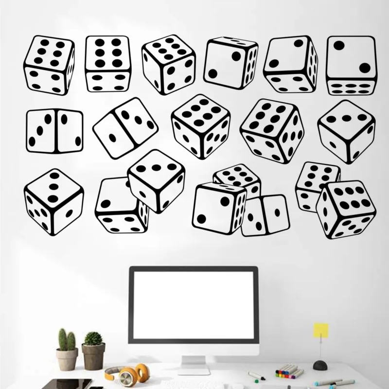 

Game dice wall decals dice wall stickers casino chess room decoration decals home living room bedroom wall decoration YX18