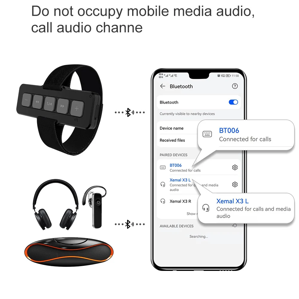 Wireless Remote Control Wireless Bluetooth 5.0 Media Steering Wheel Remote Control Mp3 Music Play for IOS Android Smartphone Bike Motorcycle Kit GPS