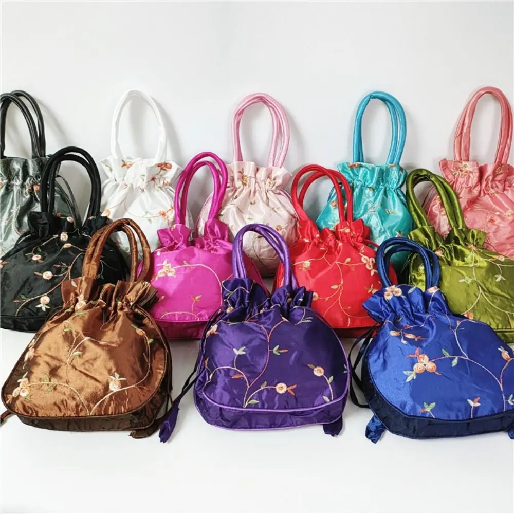 Elegant Embroidered Flower Women Flower Handbags Handmade Top Handle Cosmetic Handbag Purse Ethnic Style Jewelry Bag Women