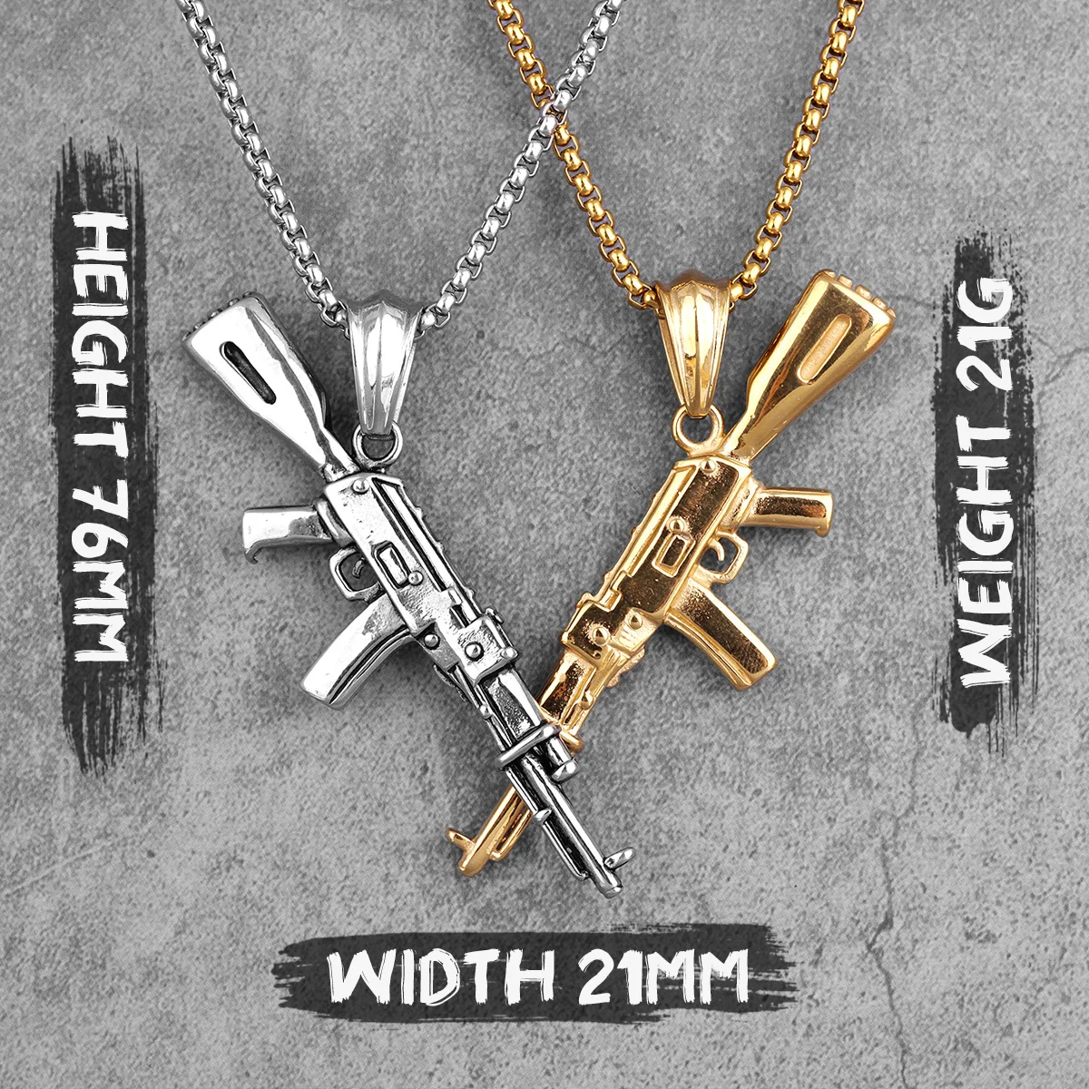 Stainless Steel AK47 Pendant Necklace for Men - Punk Trendy Jewelry Gift