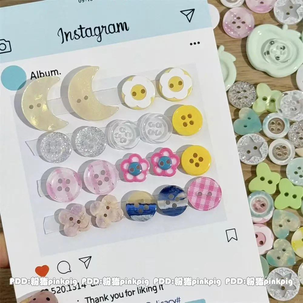 10/20개 혼합 색상 수제 레진 원형 2/4홀 단추, 의류 액세서리 공예 스크랩북킹 DIY 의류 용품