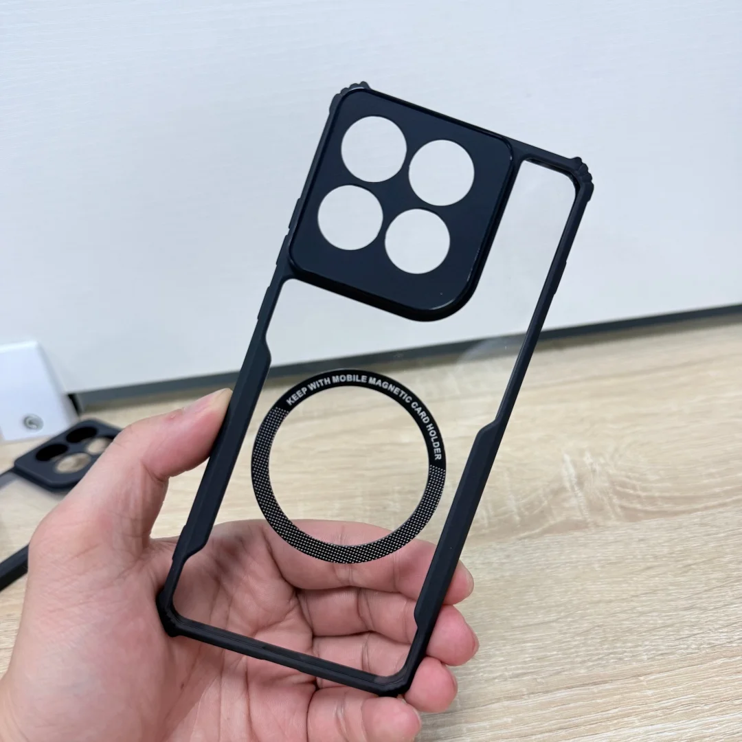 Acrylic TPU Transparent Magnetic Bracket Back Cover with Air Shockproof Bumper
