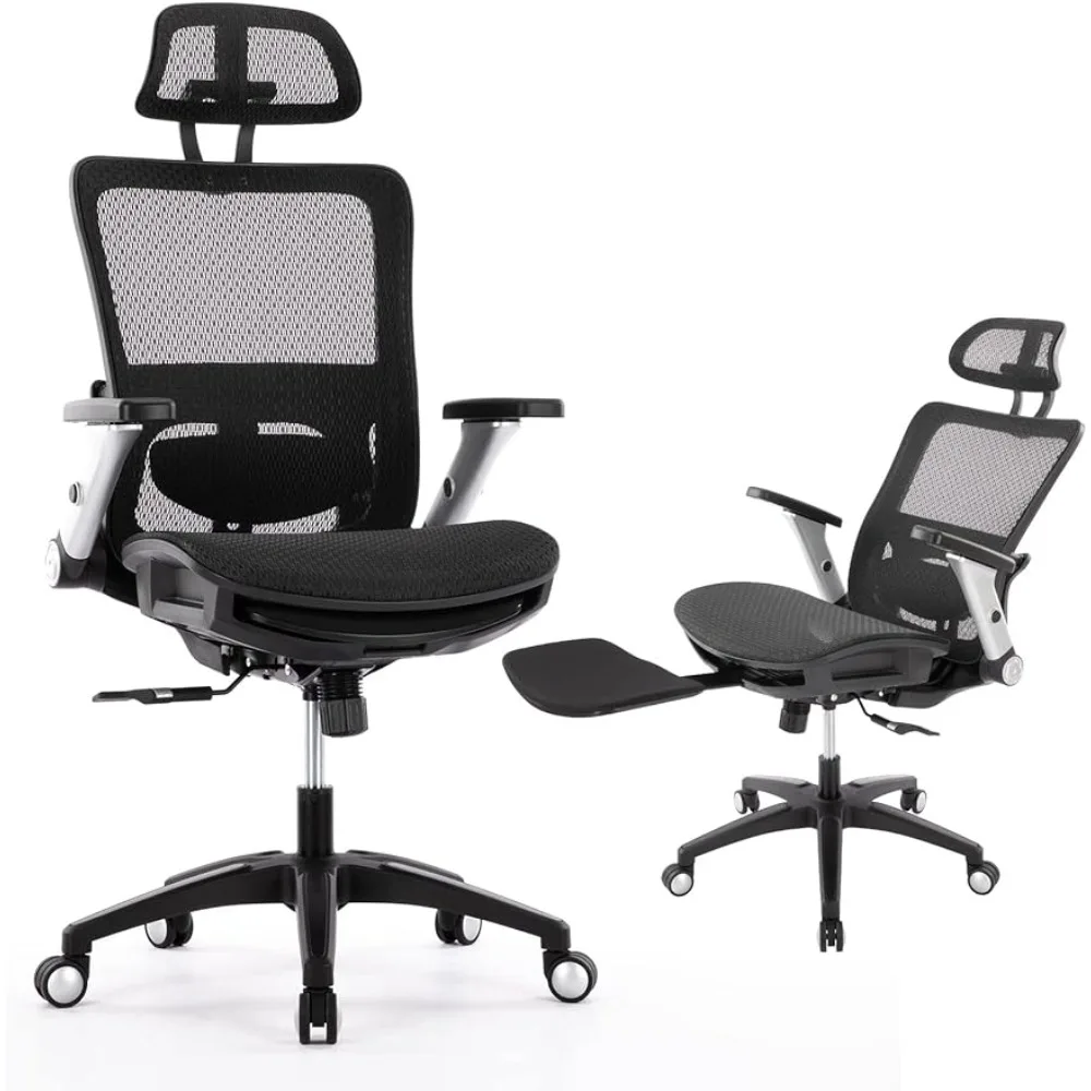 

Ergonomic Mesh Office Chair With Footrest Computer Armchair Computer Executive Desk Chair With Headrest and 4D Flip-up Armrests