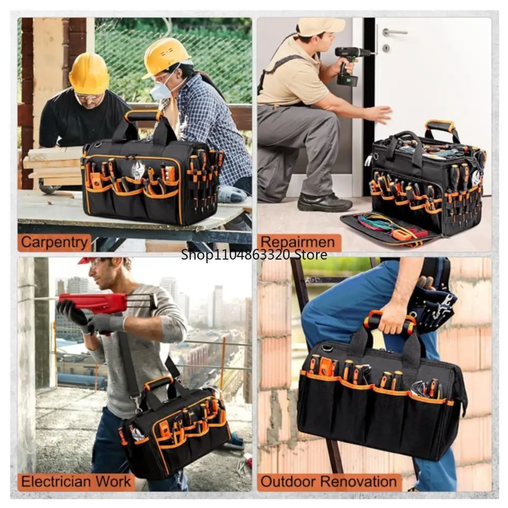 Enhanced Large Capacity Waterproof Tool Bag with Shoulder Strap - Wear-Resistant and Durable Design