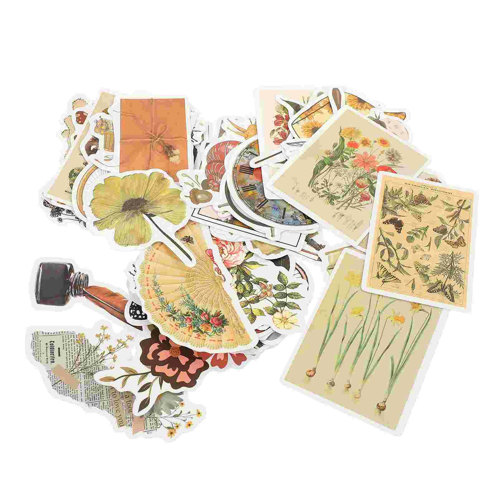 

50pcs Vintage Stickers Cartoon Retro Style Sticker Waterproof Stickers Bottle Decals