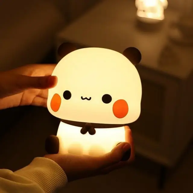 Kawaii Panda Led Night Light Lamp Cute Cartoon Pat Lamp Animal Bedroom Decorative Living Room Dolls Gifts kids Baby Night light 1