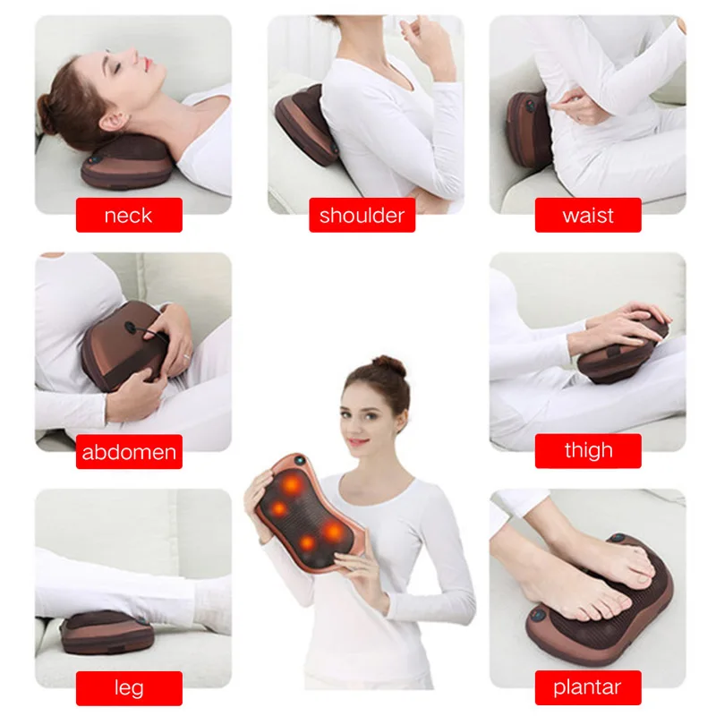 Back and Neck Massage Pillow W/heat, Size: 12.6