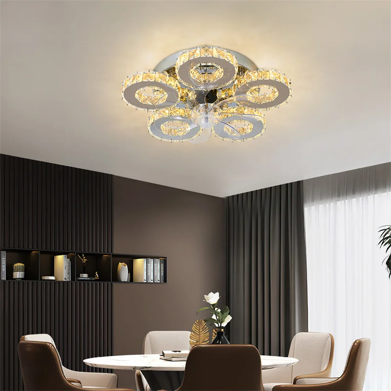 Crystal 5-Ring Ceiling Fan Light Fixture
