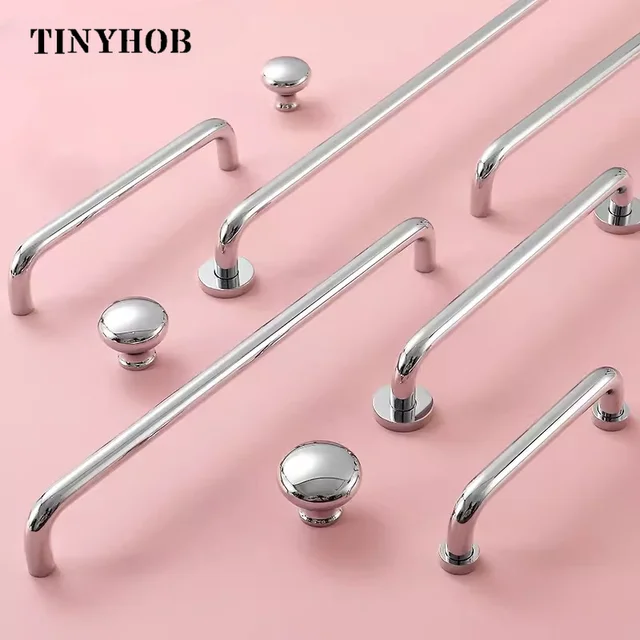 Minimalism ทองเหลือง Bright Chrome ยาวเฟอร์นิเจอร์จับตู้เสื้อผ้าตู้ครัว Cloakroom ข้างเตียงตู้จับ/ตู้รองเท้า 2