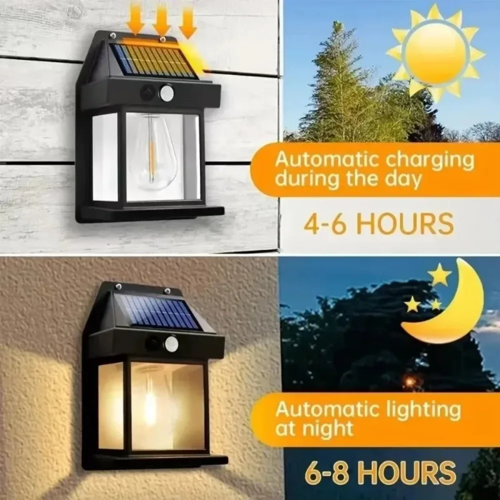 Solar-Powered Waterproof LED Wall Light with Sensor