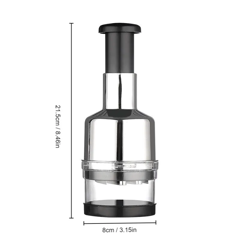 Manual Food Chopper, Stainless Steel Sharp Cutter Blades Handheld Chopper Slicer Dicer Mixer Press Chopper Mincer for Vegetables