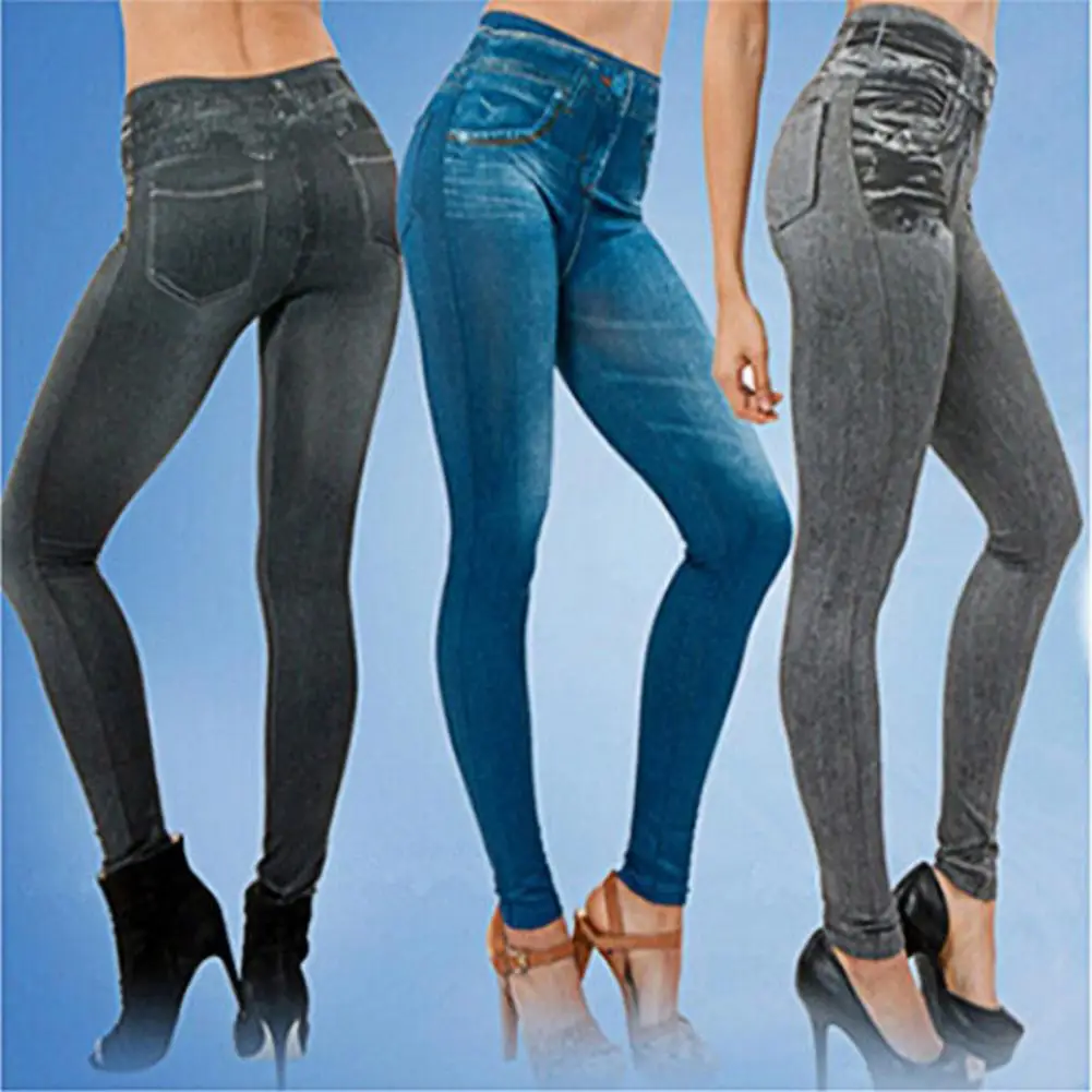 

Pants Denim Women Jeans Multi Pockets High Waist Jeans Print Stretch Pencil Pants Women Casual Pants All-match Bottoming Pants