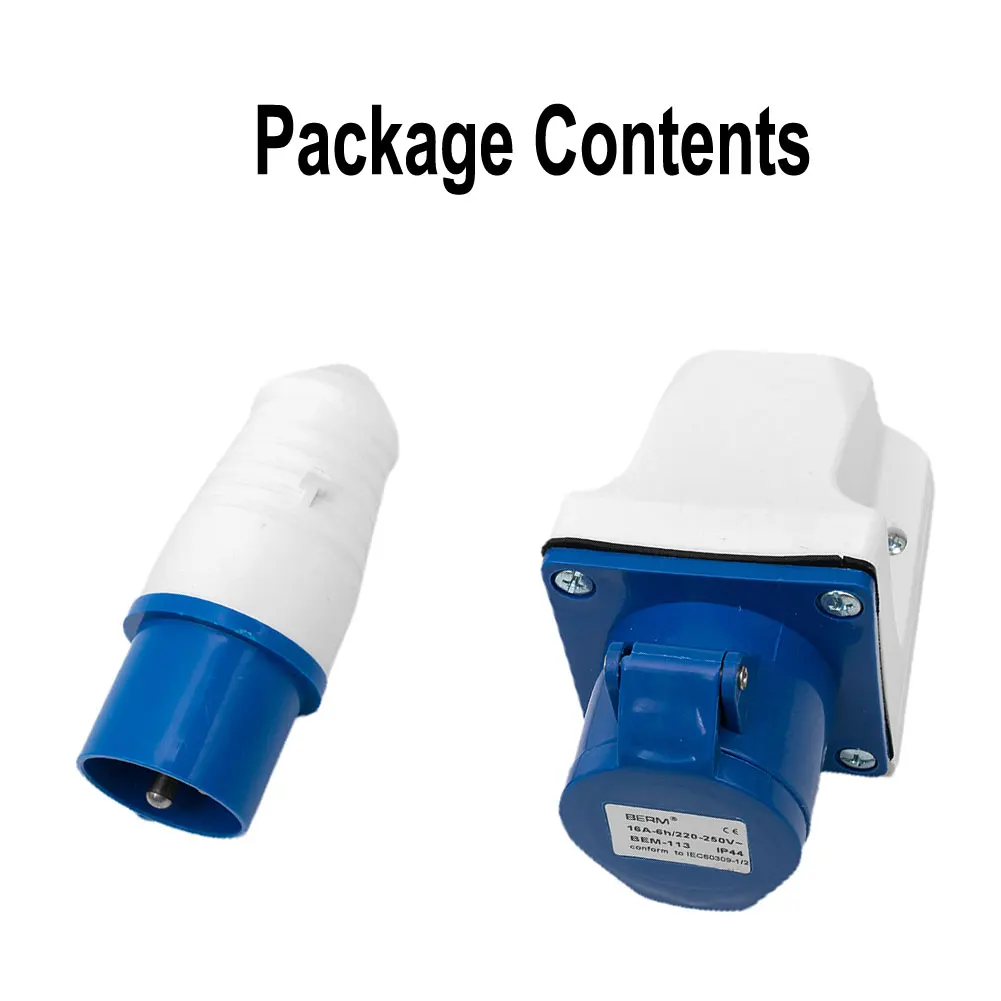 Industrial Grade 16 Amp 3 Pin Socket and Plug Set Wall Mounted IP44 Waterproof for 220 250V Caravan Camper Van 6