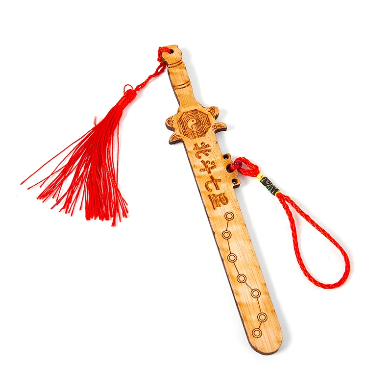 パンクシャイ-8つの図,桃の彫刻が施された木製の刀の装飾,手工芸