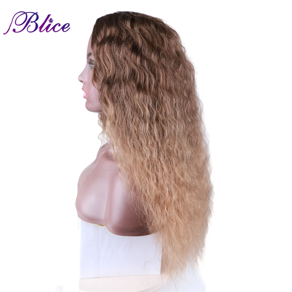 BLICE-Perruque Synthétique Bouclée Ombrée avec Raie au Milieu, Ligne de Cheveux Naturels Blonds Sans Frange, pour Femme