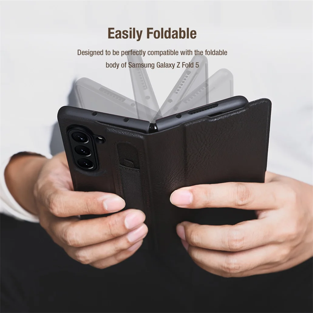 For Samsung Galaxy Z Fold 5 5G Case Nillkin Aoge Leather Case Hidden Kickstand With Pen Slot Flip Cover For Samsung Z Fold5 5G