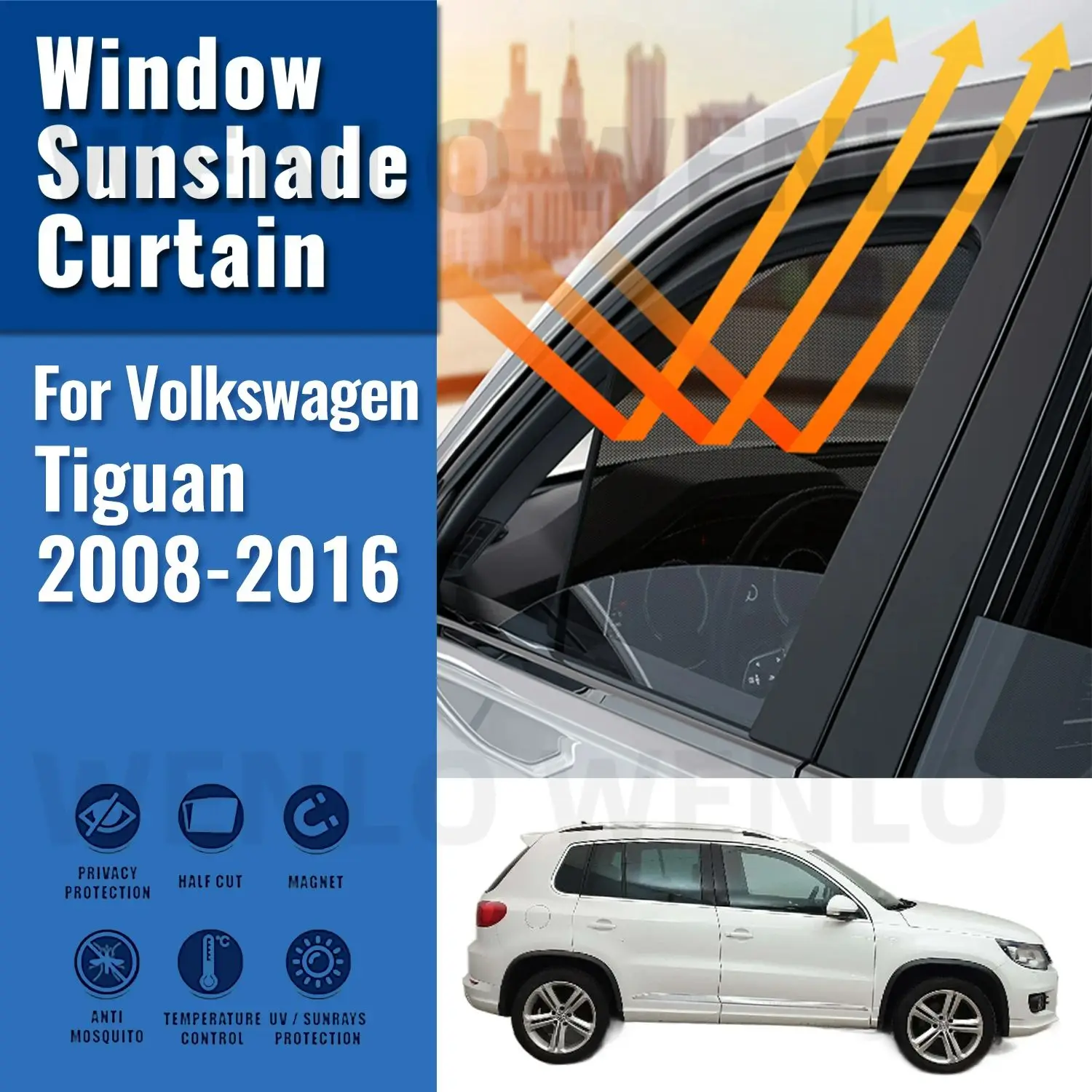

For Volkswagen VW Tiguan 2008-2016 Magnetic Car Sunshades Front Rear Windshield Blind Curtain Baby Side Window Sun Shade Visor