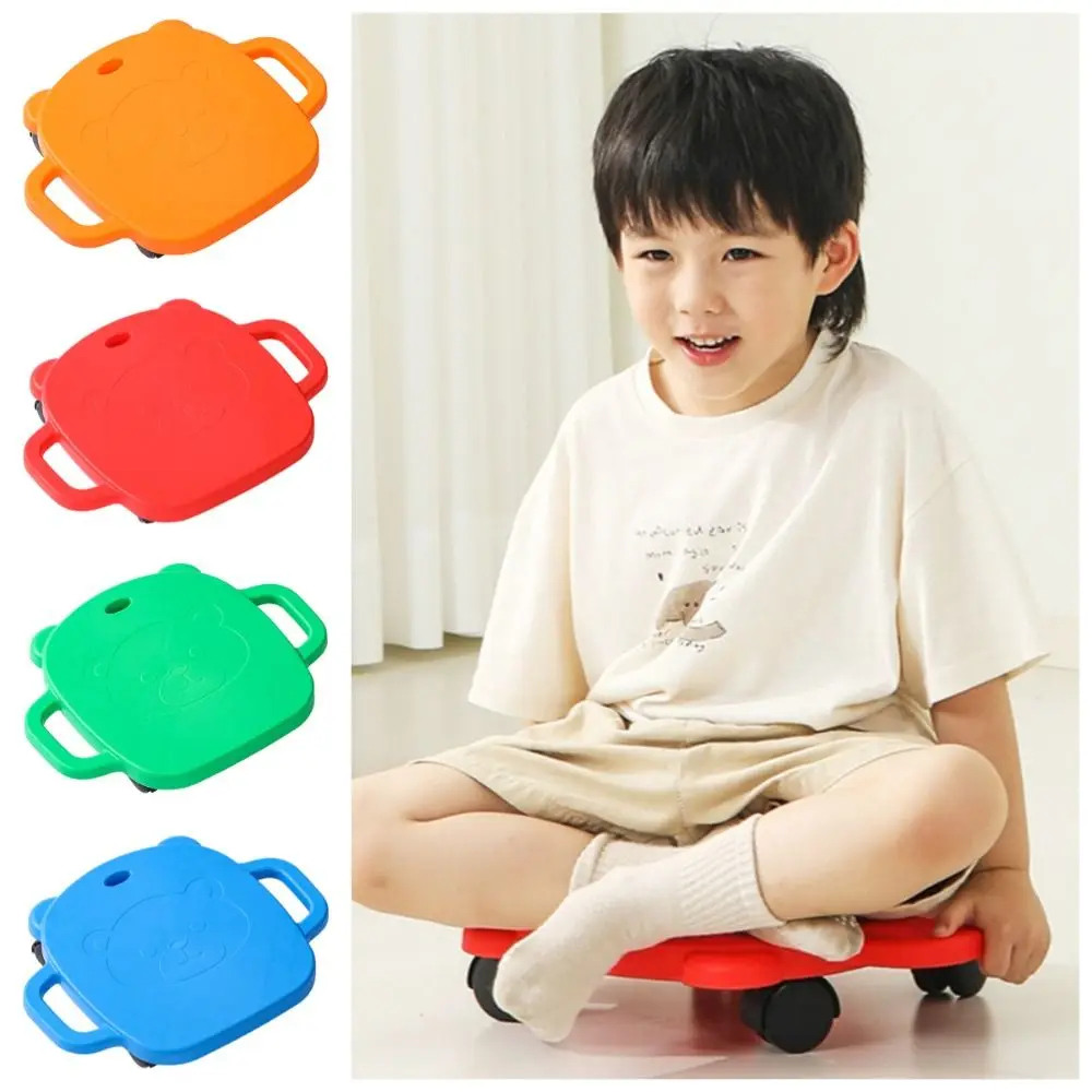 Mute Design Children 4-Wheeled Scooter Wear-resistant Creativity Montessori Sensory Toys Safe with Handles Motor Skills Scooter