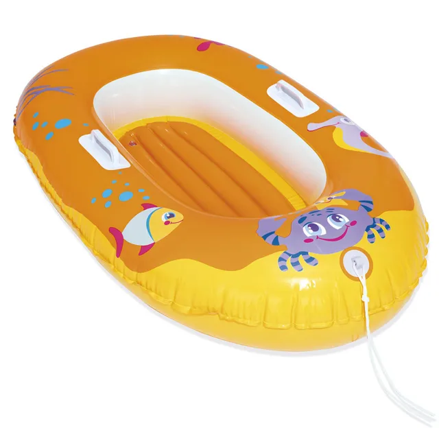 Summer Water Inflatable Cartoon Pattern Children's Kayak With Armrests Soft Bottom Play Water Swimming Ring Seat Floating Boat 4