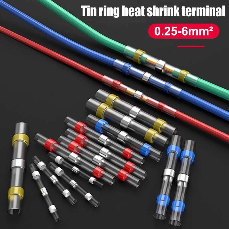 

10pcs 0.25-6 mm2 Solder Seal Wire Connectors Heat Shrink Insulated Sleeve Electrical Wire Terminals Butt Splice Waterproof