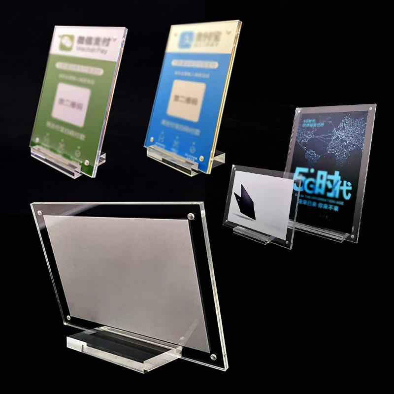 Acrylic Crystal Clear Price Tag Clip Sign Card Holder Table Desk Top Menu Display Label Racks Phone Frame Stand For Photos Signs