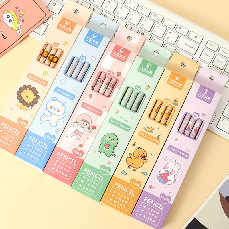 Animal Rabbit Dinosaur Lion Pencil 10 Pack HB Pencil with Rubber Head Stationery Office Supplies 2