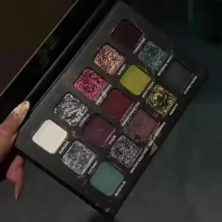 15 Colors Goth Eyeshadow Palette Matte Shimmer Glitter High Pigment Waterproof Halloween Smoky Eye Makeup