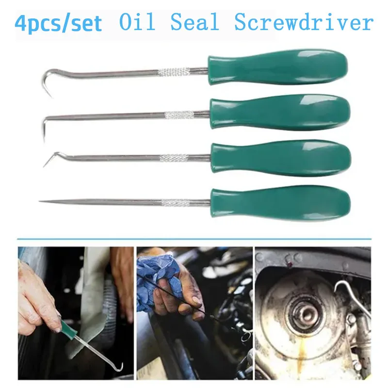 4pcs/set 135mm Oil Seal O-Ring Seal Remover Car Oil Seal Screwdriver O-Ring Seal Gasket Puller Remover Pick Hooks Repair Tools