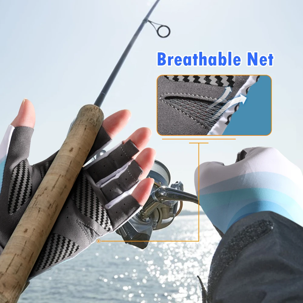 Anti-Slip Fishing Gloves Breathable UV Protection Shock-Absorbing