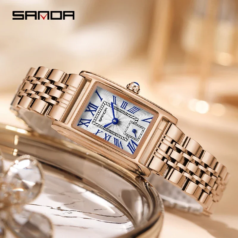 

SANDA 1116 New Fashion Women's Quartz Business 30M Waterproof Watch Elegant Steel And Leather Strap Movement Women's Watch