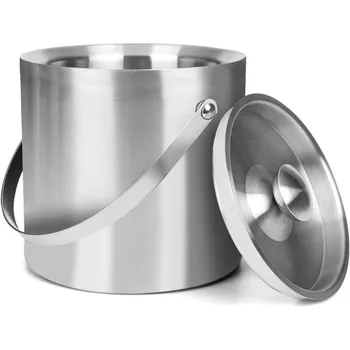 Stainless Steel Double-Wall Insulated Ice Bucket with Handle (2–4L) 1